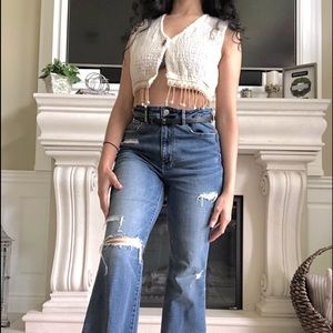 Vintage knit beaded Puka shell cropped cardigan